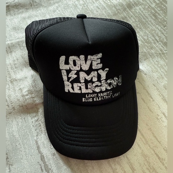 Lenny Kravitz Tour Black Trucker Hat Love is My Religion